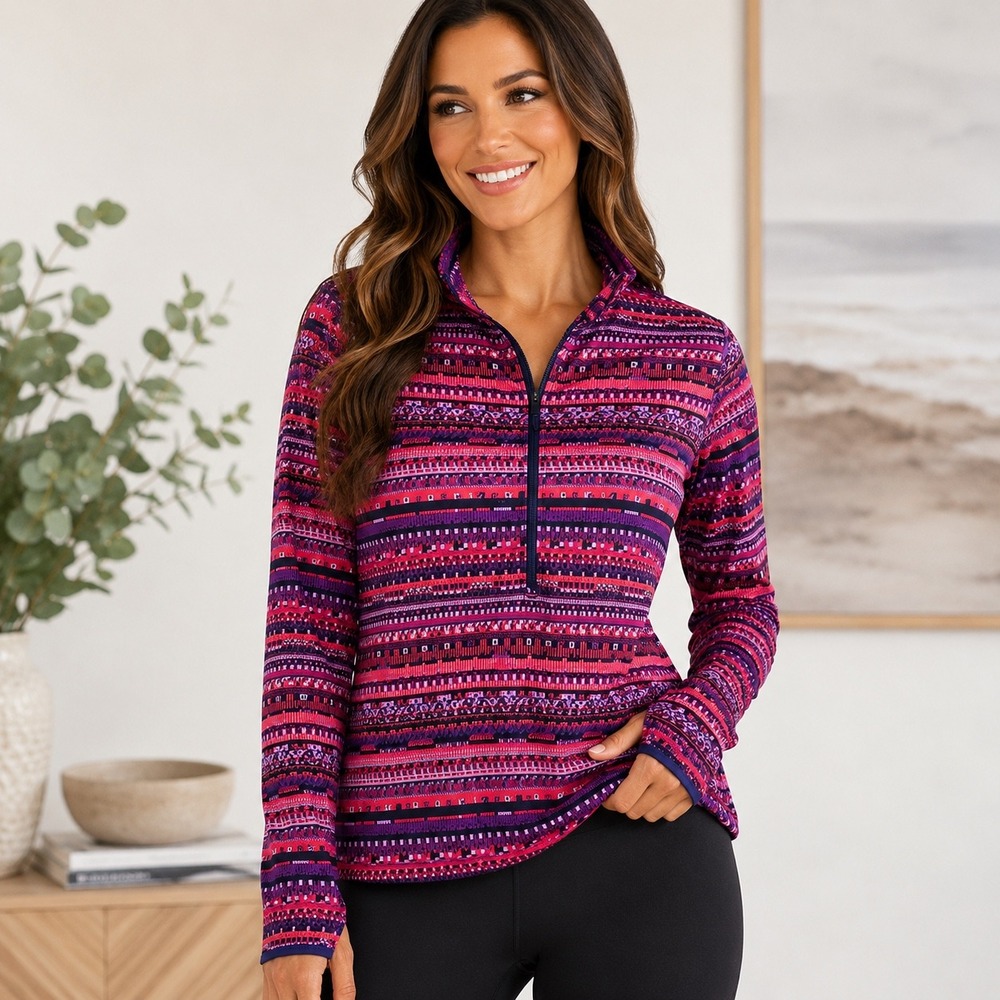 Nike Pro Dri-FIT Pullover Top Women's Size L Long Sleeve Geometric Running